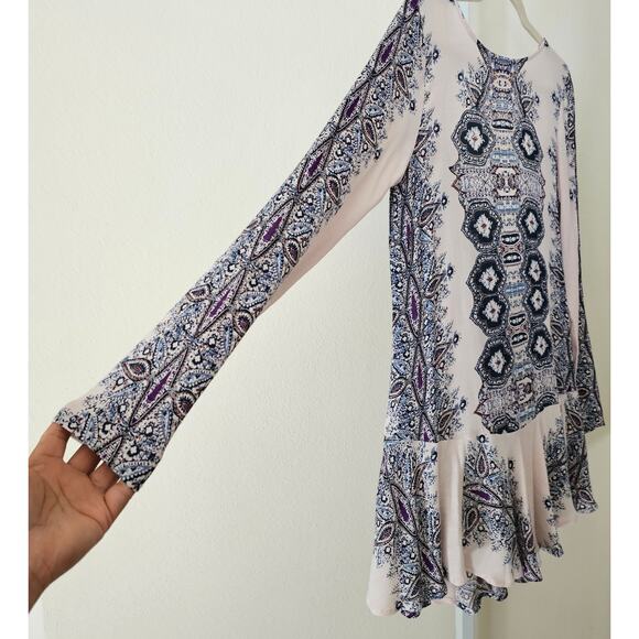 FREE PEOPLE Smooth Talker Antique Combo Back Cut Out Pullover Tunic Dress Sz XS - Picture 6 of 16